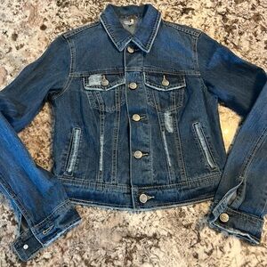 Free People Denim Jacket We The Free Jean Denim Distressed Women Sz 2 X Small